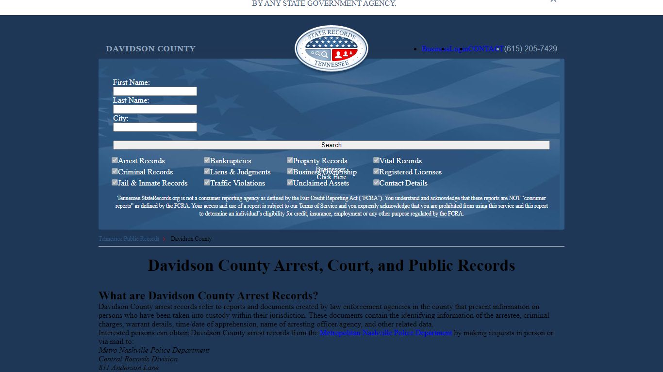 Davidson County Arrest, Court, and Public Records